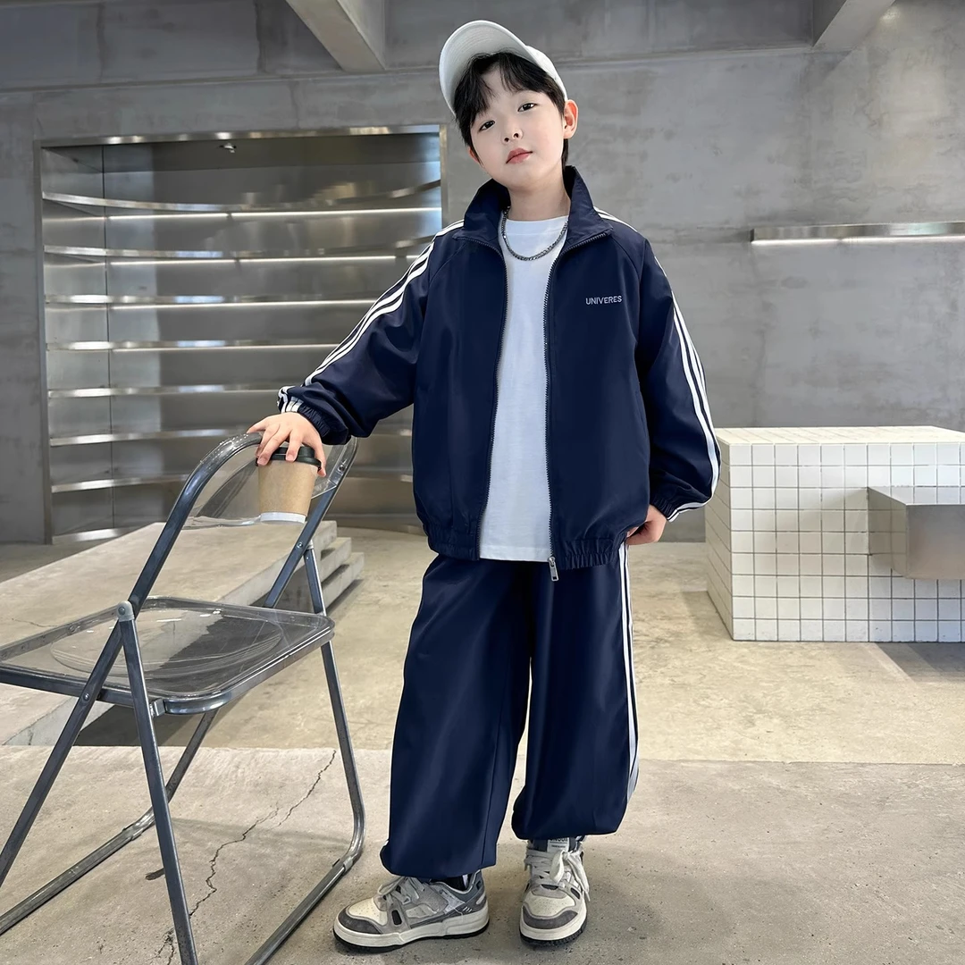 男童套装秋装2025新款儿童秋季运动中大童男孩拉链洋气两件套潮衣