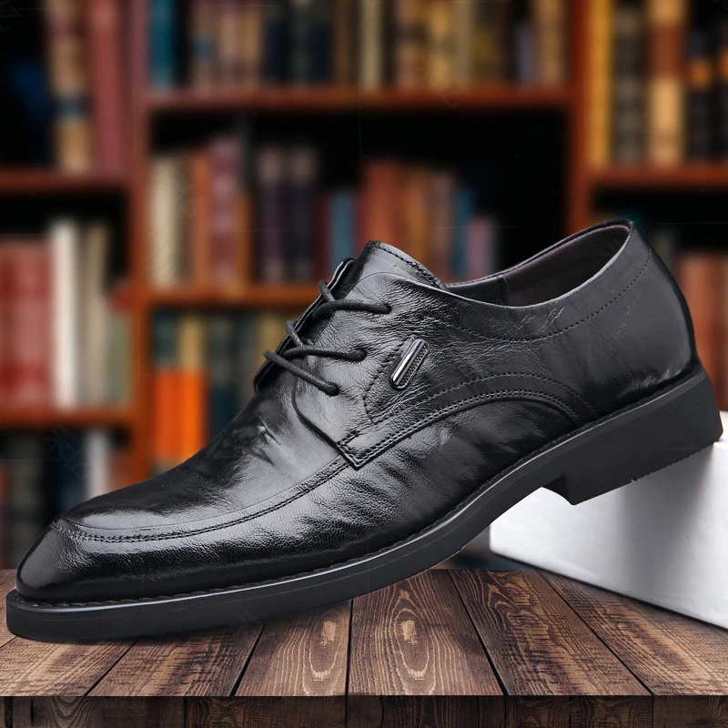 头层羊皮男士新款皮鞋男英伦真皮透气德比鞋商务男士真皮德比皮鞋