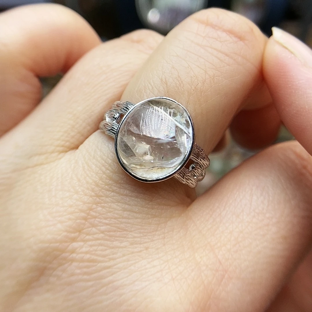 水晶戒指银S925镶嵌不***了