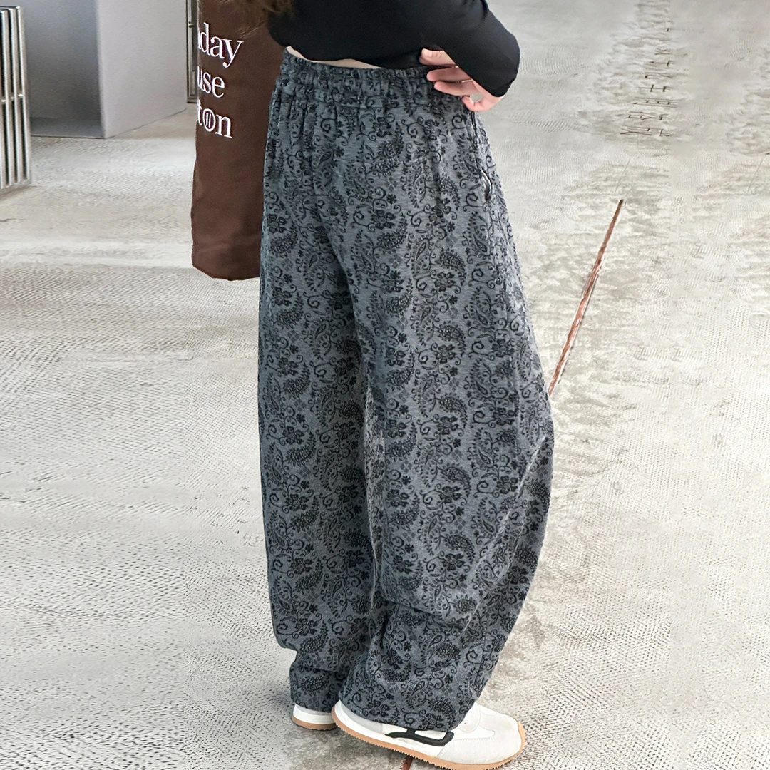 女童2025新款弯刀裤秋季女孩高腰阔腿休闲裤韩版春秋款长裤K2561
