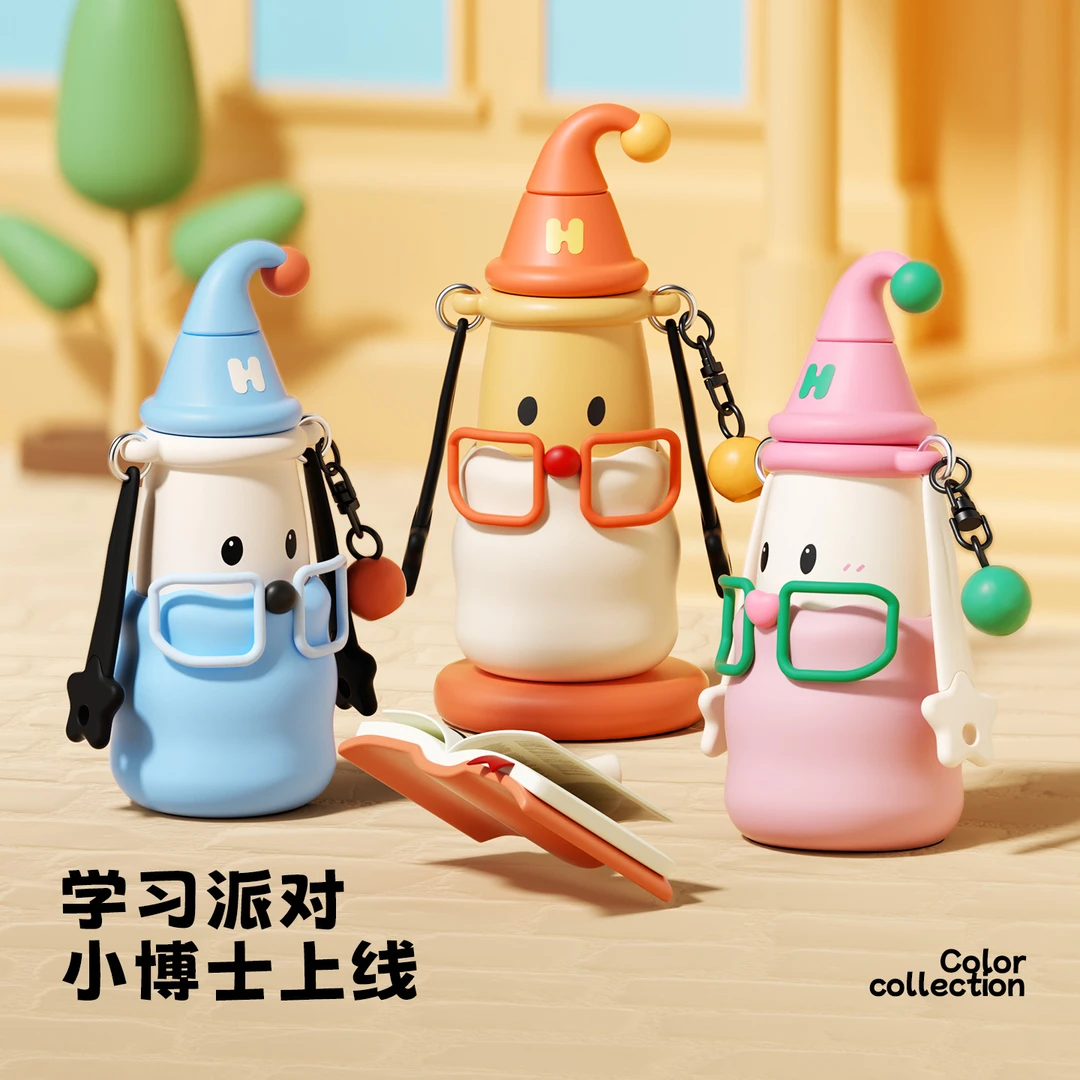 OHHAA保温杯女生高颜值便携防摔316吸管杯子学生上学专用儿童水杯