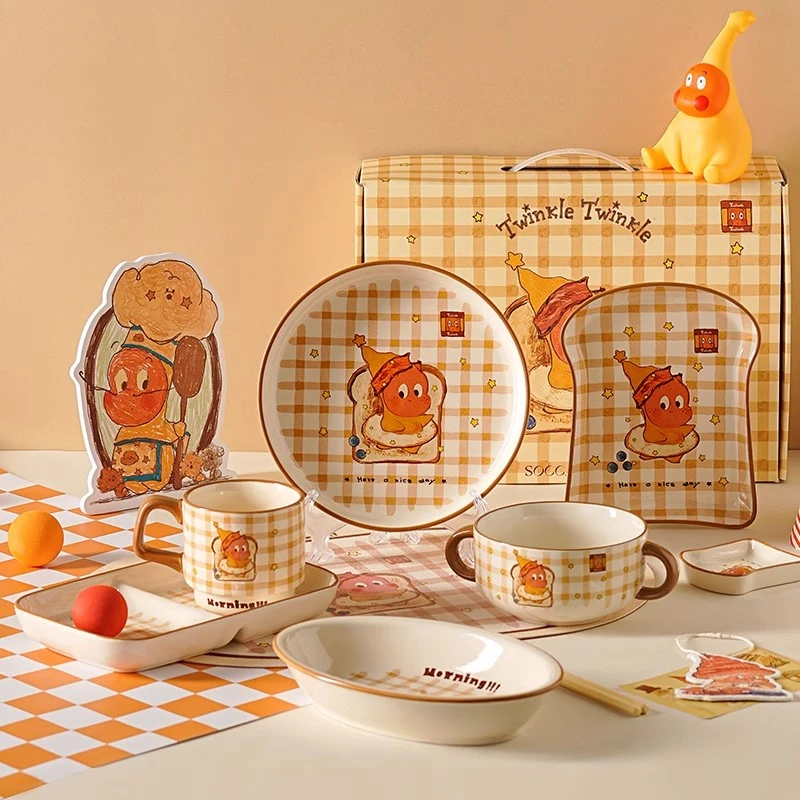 TOTYE·星星人联名吐司餐具高颜值可爱家用陶瓷碟碗盘垫-直播限定