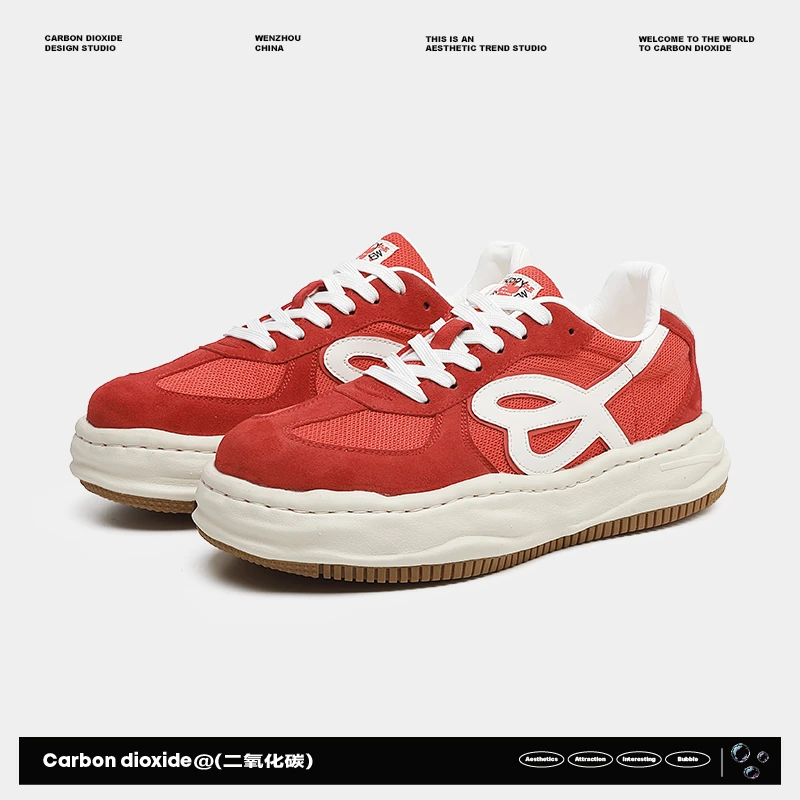 滑板鞋夏季图案ins复古情侣潮鞋休闲鞋增高-3023