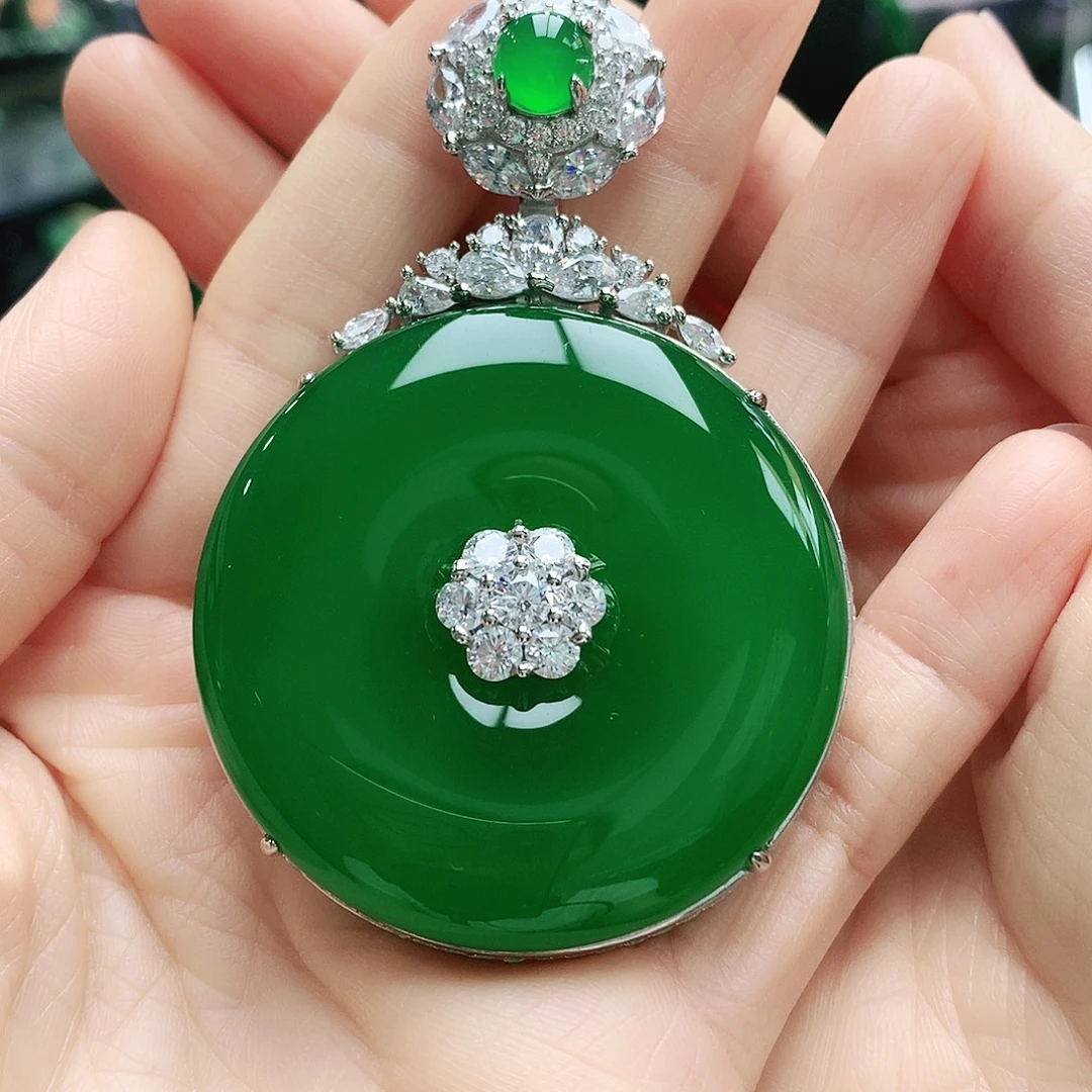 玛瑙/玉髓银S925镶嵌吊坠