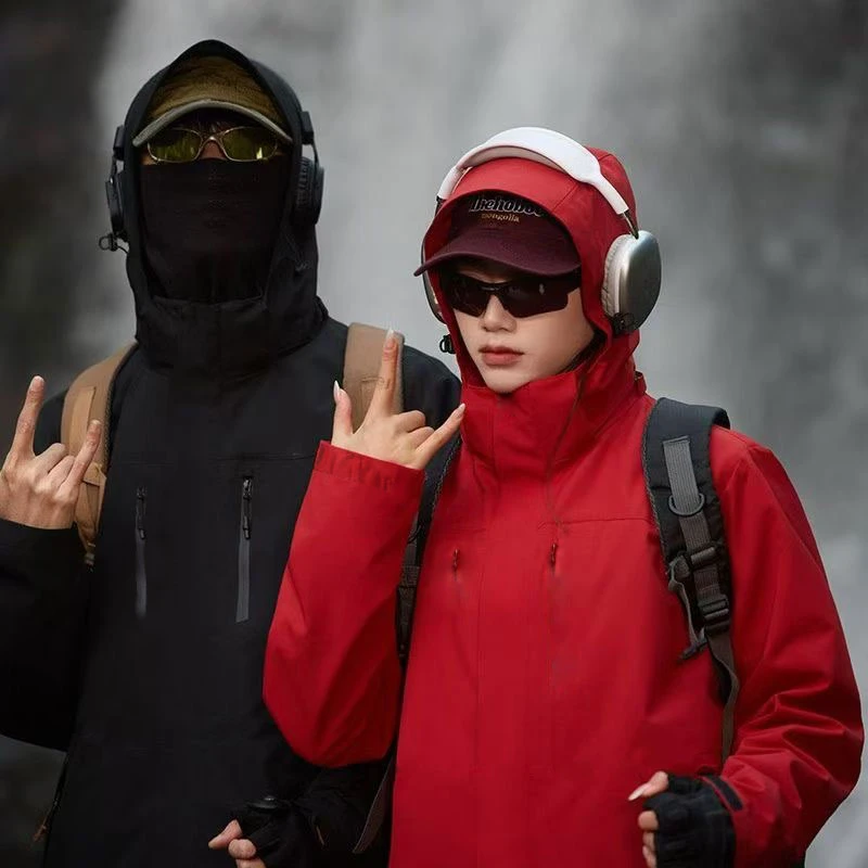 拼色户外三合一冲锋衣秋冬防寒保暖可拆卸内胆男女加厚外套软壳衣