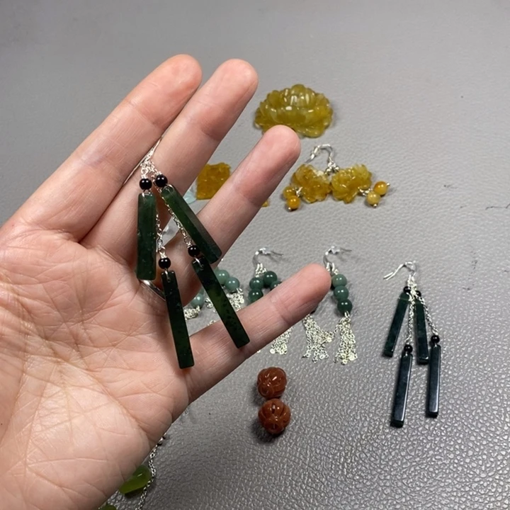 蛇纹石玉未镶嵌挂件耳饰耳环项链