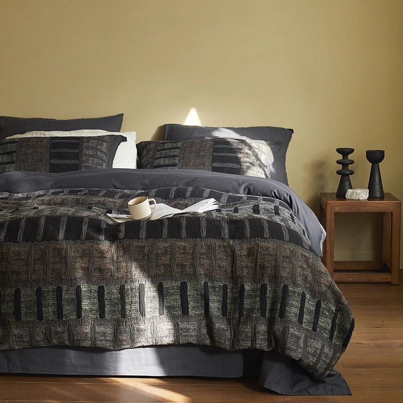 轻奢提花全棉四件套纯棉高级感被套床笠美式复古风舒适棉床上用品