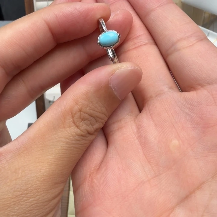 绿松石银S925镶嵌戒指