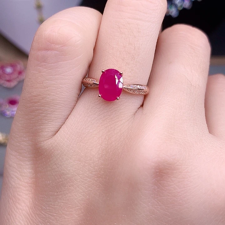 红宝石戒指银S925镶嵌