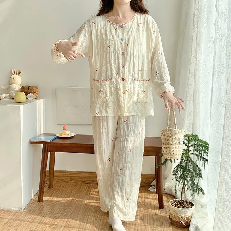 （云朵棉）591-593带胸垫月子服夏季新款产后孕妇睡衣家居服套装