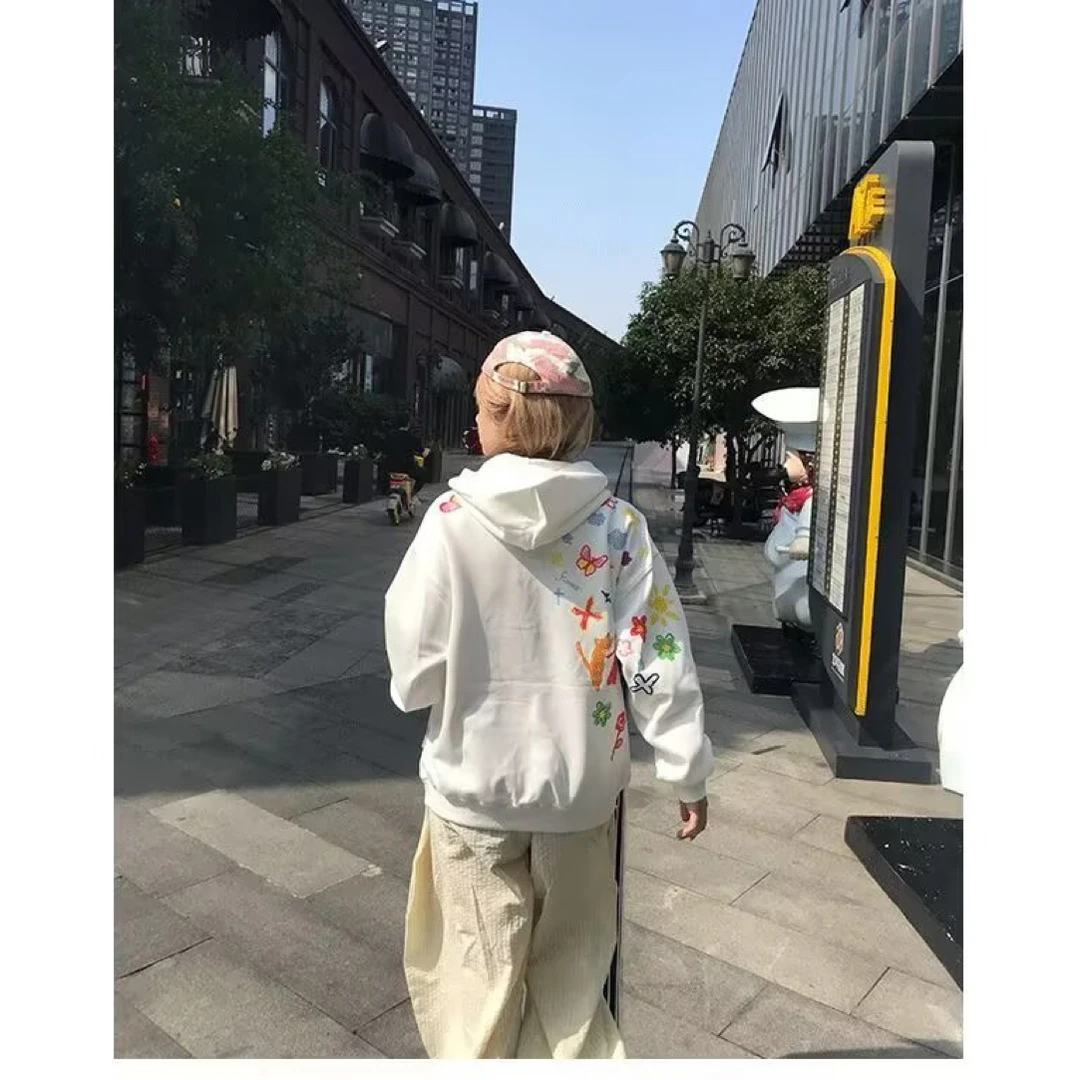 印花卫衣男女2025年春秋冬韩版新款连帽宽松上衣打底衫港风潮流