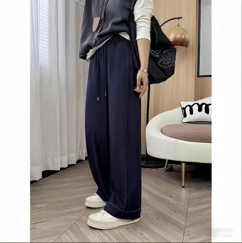 秋季新款牛仔裤女时尚潮流垂感窄版阔腿裤直筒裤子7745