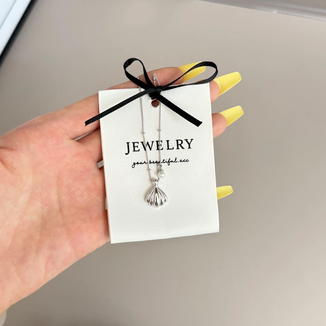 坠链均925银 复古金色手工珍珠项链吊坠气质轻奢时尚灵动