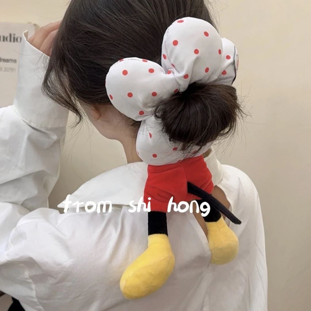 米奇屁屁花朵波点发圈大肠圈公主落难可爱毛绒丸子头扎头绳发饰女