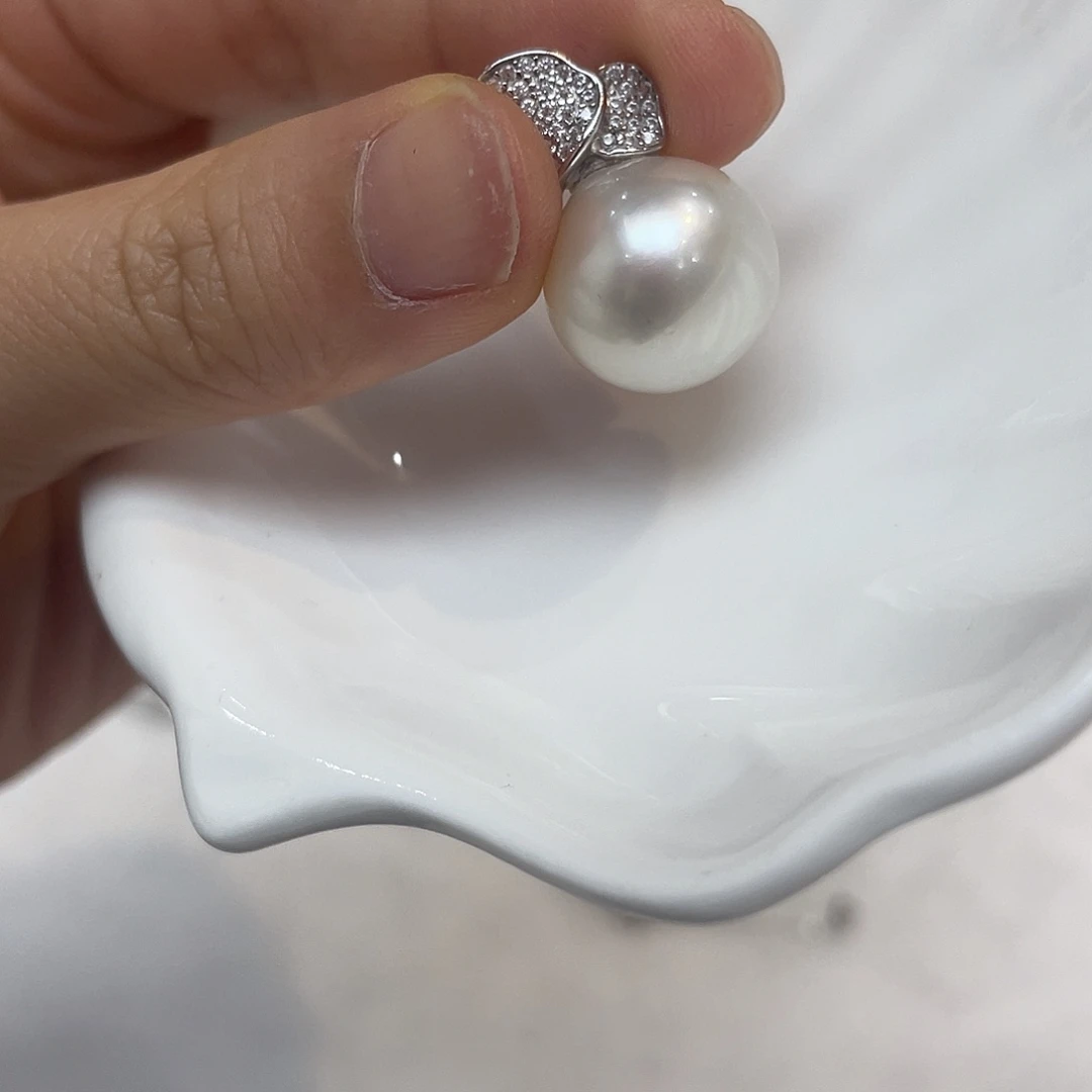 吊坠(不含链)银S925镶嵌海水珍珠