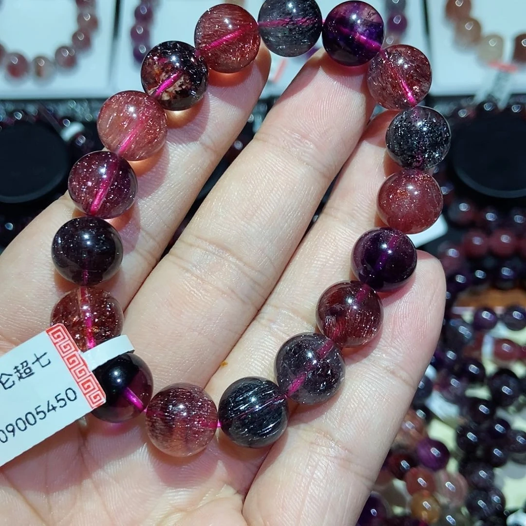 水晶手串未镶嵌黑加仑超七