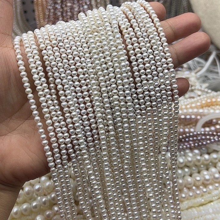 玛瑙/玉髓未镶嵌珠宝半成品一条3.5mm左右极光珍珠