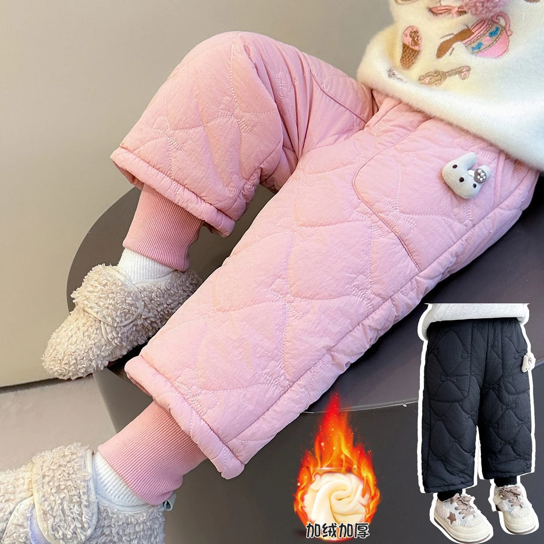 女童裤子冬季一条过冬2025新款加绒女宝宝三层加厚外穿兔子棉裤