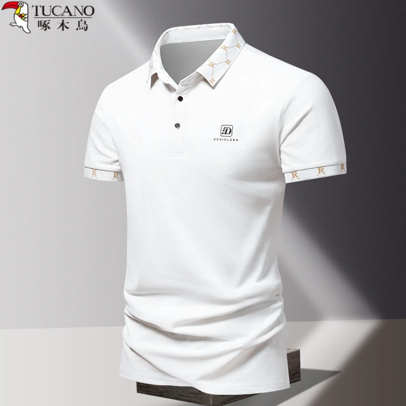 啄木鳥男士帅气夏季时尚休闲清凉透气冰丝POLO衫纯色百搭潮流短袖