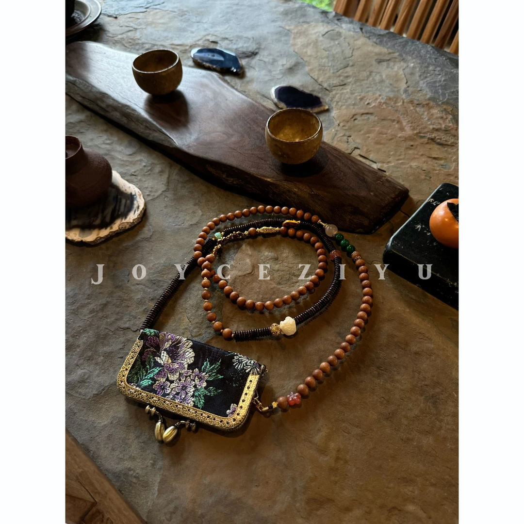 【Joyce子瑜】醉花田·国风新中式牡丹刺绣斜跨链搭配小包钥匙包