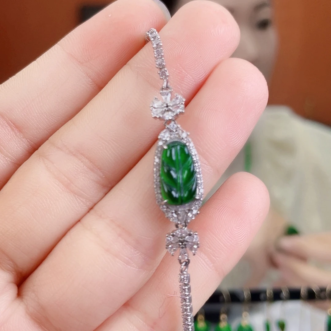 翡翠银S925镶嵌耳饰