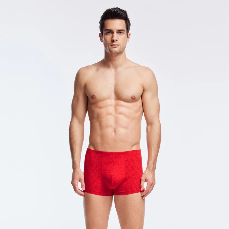 爱慕先生22AW烫金福禄裤系列男士内裤NS23J061红色平角裤四角透气