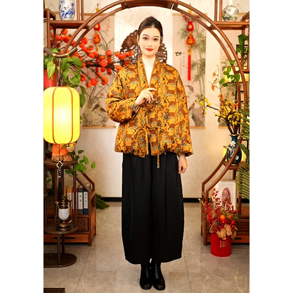 【董小姐】！宠粉福利！真丝提花香云纱鹅绒服外套女