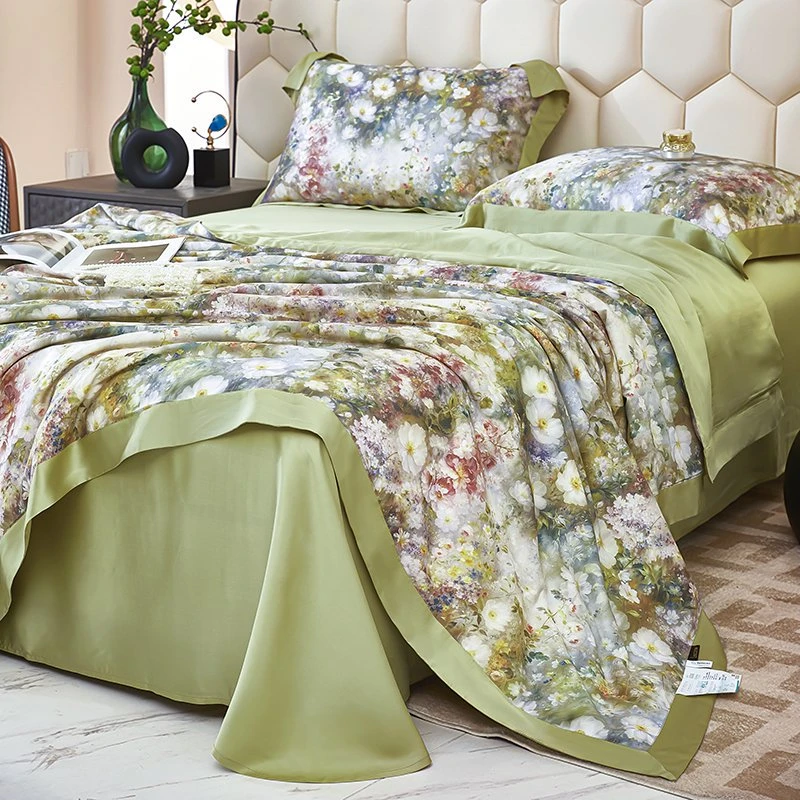 老宋精选-LF级进口兰精天丝【氧气花林-绿】印花 夏被四件套-1693