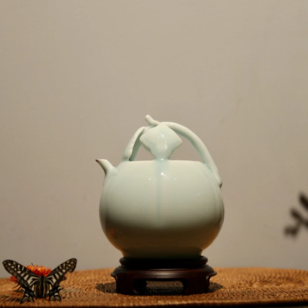晓芳窑 篆书款仿宋瓜蔓提梁壶 中式纯手工陶瓷藏级