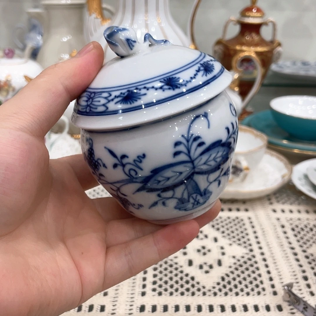 摆件中古二等蓝洋葱糖罐