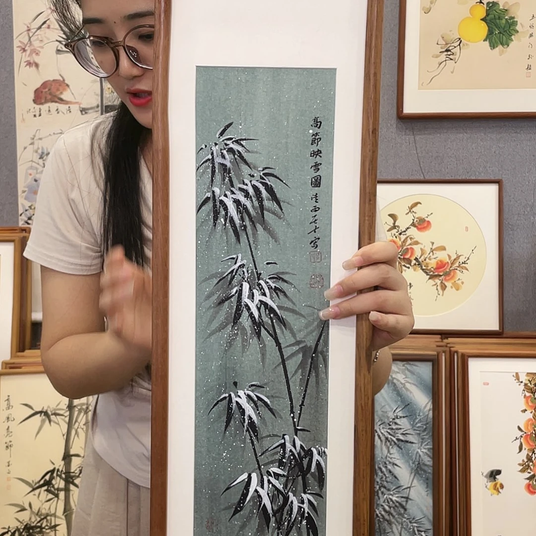 书法手绘带框尺寸:20*70