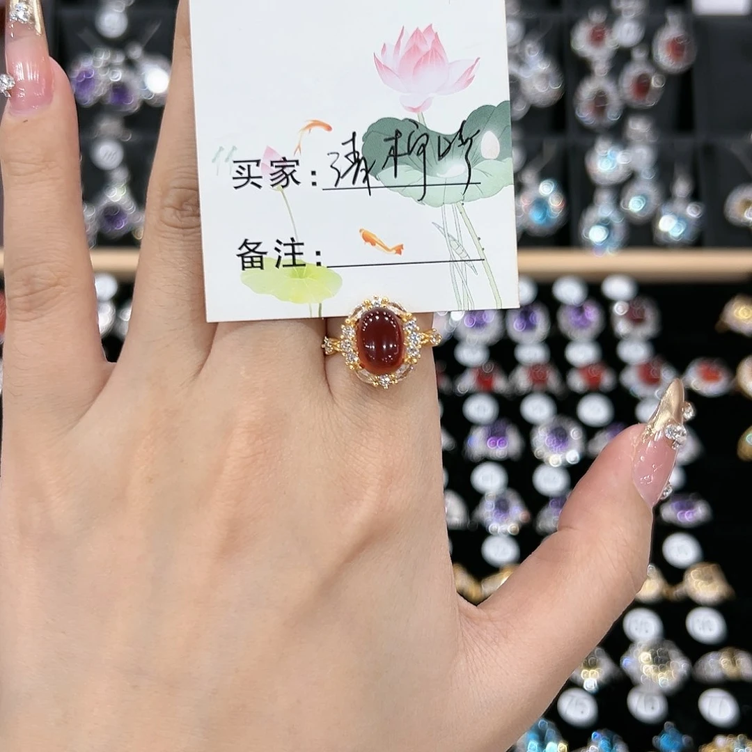 黄晶戒指银S925镶嵌戒指