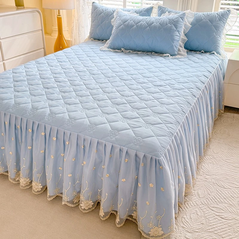2025花边夹棉床裙非全棉纯棉公主风新款夏天床单罩家用学生宿舍