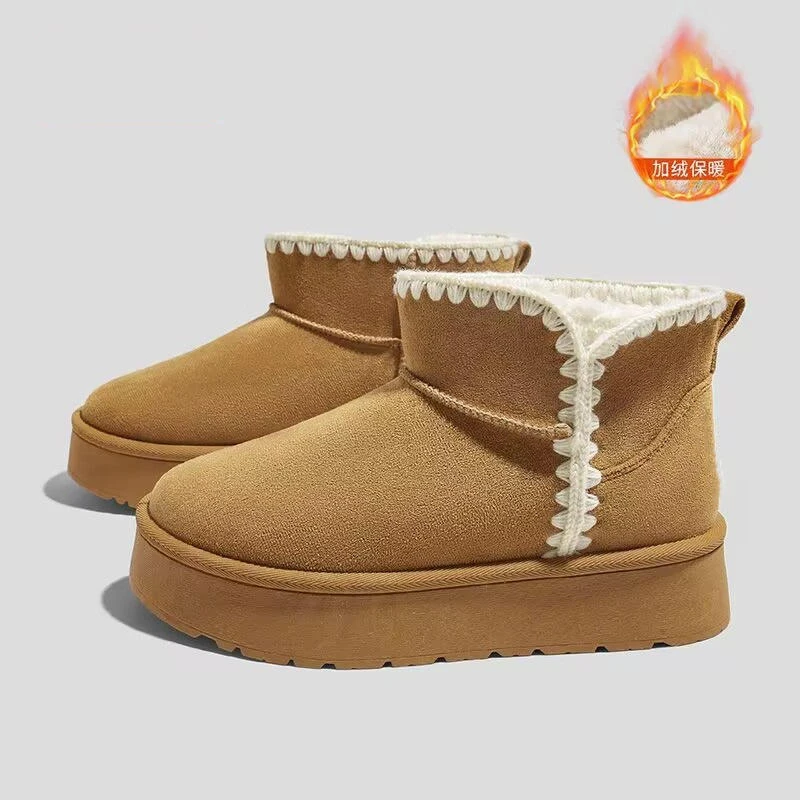 厚底雪地靴女款2025新款冬季女鞋子加绒加厚棉靴防水防滑保暖棉鞋