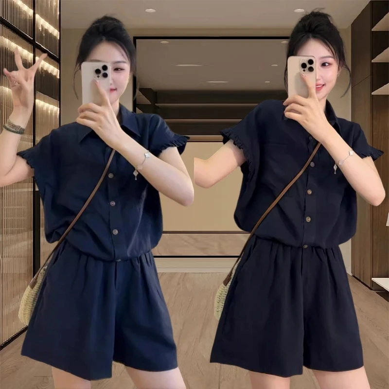 清冷松弛感穿搭套装今年流行新款2025夏季爆款女士简约休闲两件套