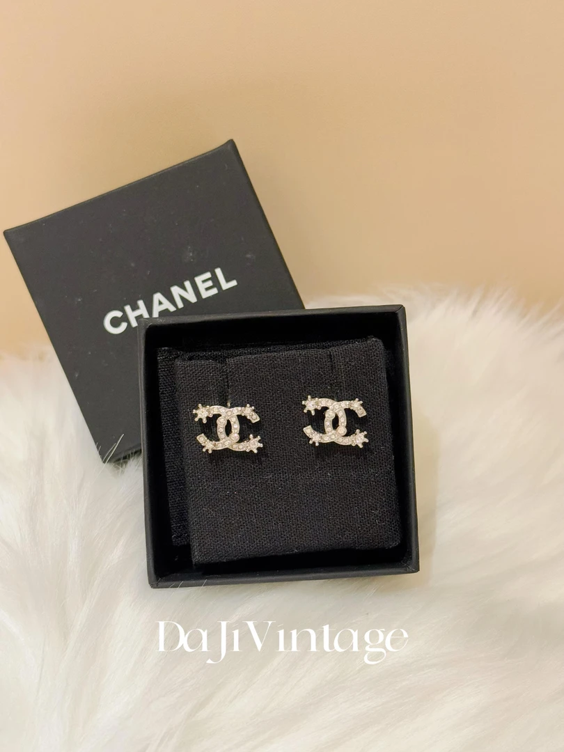 99新 Chanel/香奈儿 大吉中古/Chanel香奈儿雪花银色双c耳钉