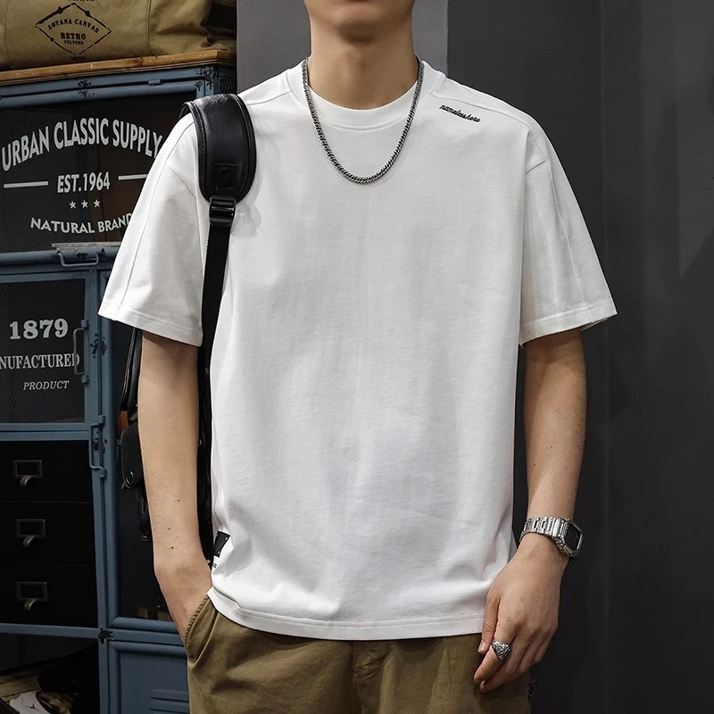 Cebrodz美式休闲重磅纯棉短袖t恤男夏季新款潮牌宽松字母圆领T恤