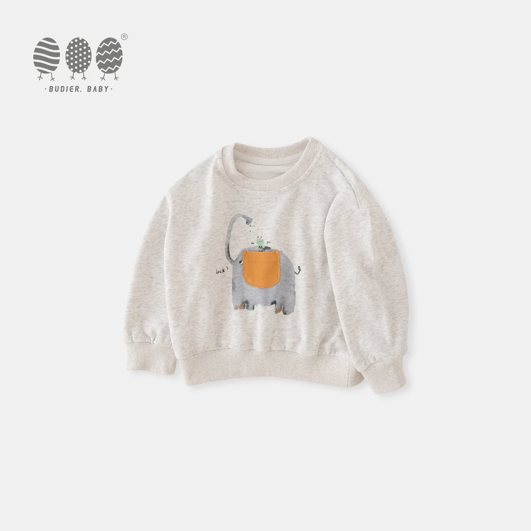 布迪儿男童加绒卫衣外套韩系中小童儿童卡通印花圆领上衣潮B113