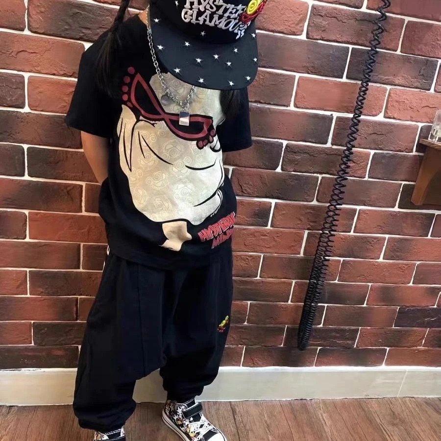 黑超奶嘴夜光幽灵时尚休闲百搭儿童亲子短袖套装上衣运动童装夏季