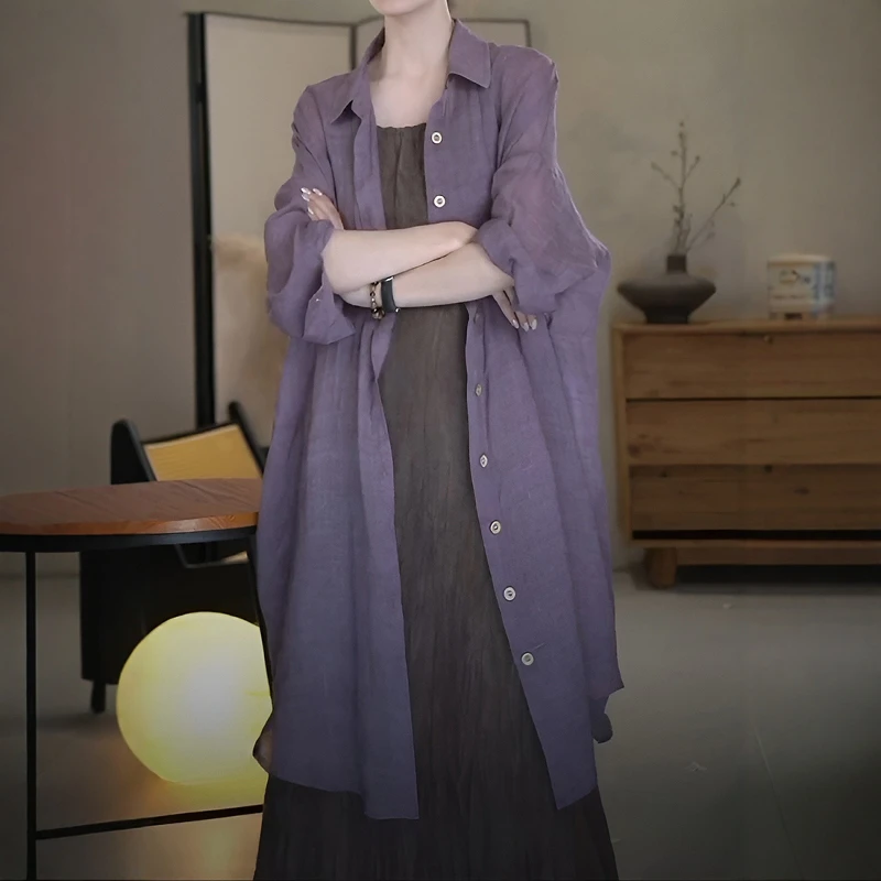 复古气质衬衫外套2025新款女春夏薄款防晒衬衣宽松休闲慵懒风上衣