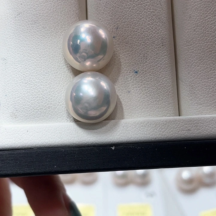 静***楚非金属12.34mm正圆银蓝耳钉定制