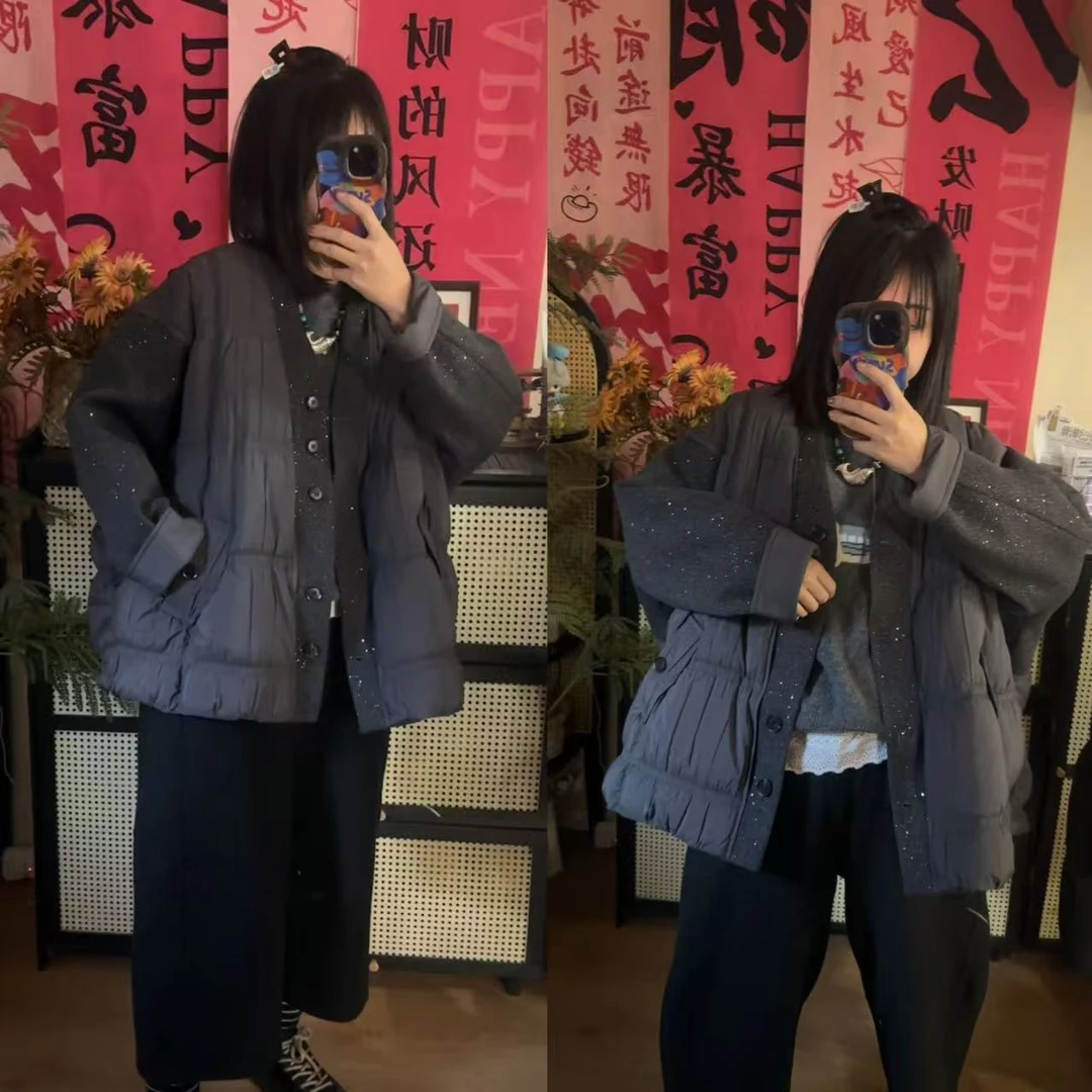 【流星闪耀】【90白鸭绒】【假两件】时尚洋气百搭宽拼接羽绒服要干洗