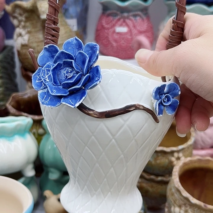 多肉绿植陶瓷花盆9.9包邮，有孔