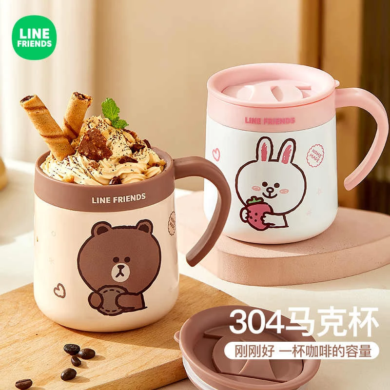 布朗熊保温杯不锈钢内胆办公室水杯女2024新款高颜值礼物咖啡杯