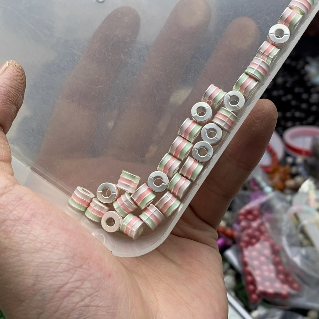 玛瑙/玉髓未镶嵌珠宝半成品两个亚.银桶珠C62