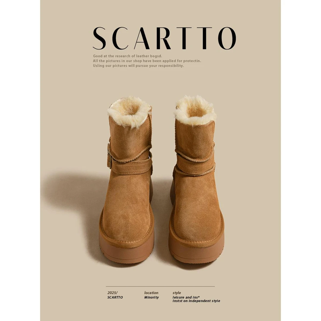 【CREW KNOW官方正品】厚底两穿雪地靴女2025冬季新款加绒加厚保暖