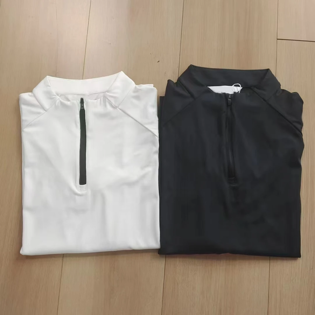 双色拉链立领长袖T恤/海