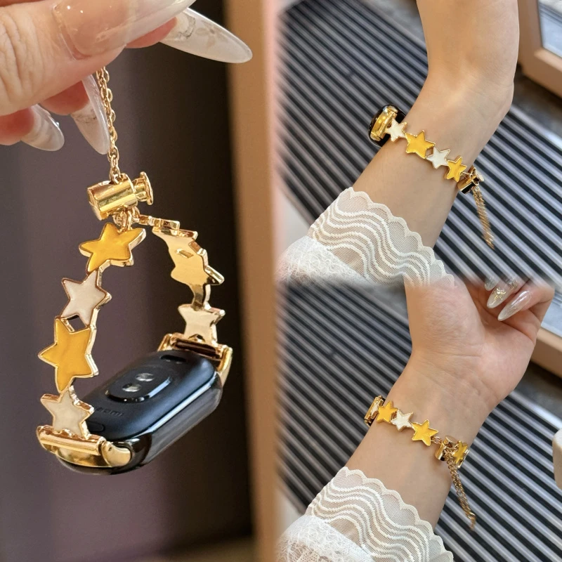 夏天星星适用小米手环9表带彩色小米87手镯NFC金属9pro女款红米54