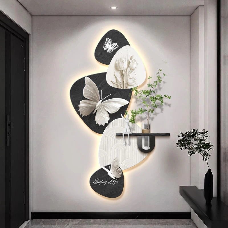 石来运转玄关装饰画2025新款水培绿植走廊挂画高级感入户过道壁画