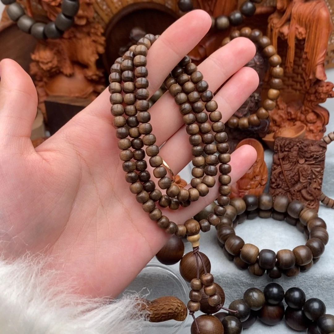 手串/手链檀香木微瑕 印度正区迈索尔老山檀 0.6x0.7黑奶香沉